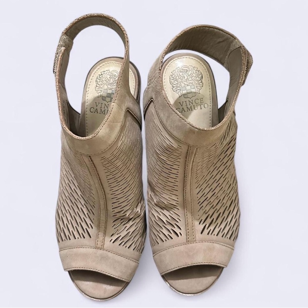 Vince Camuto Beige Cutout Slingback Heels